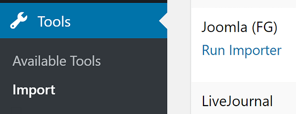 The Import Joomla option.