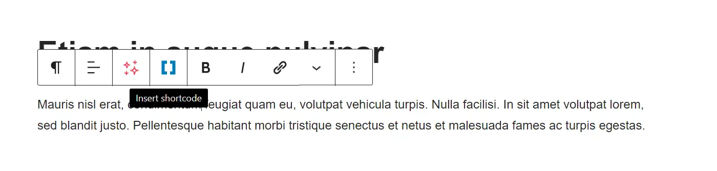 Inserting a new shortcode.