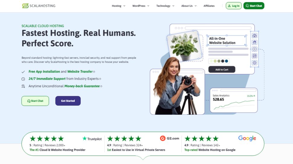 Website screenshot of ScalaHosting (September, 2025)