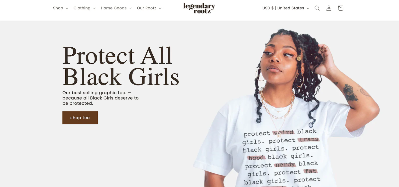 Legendary Rootz homepage.