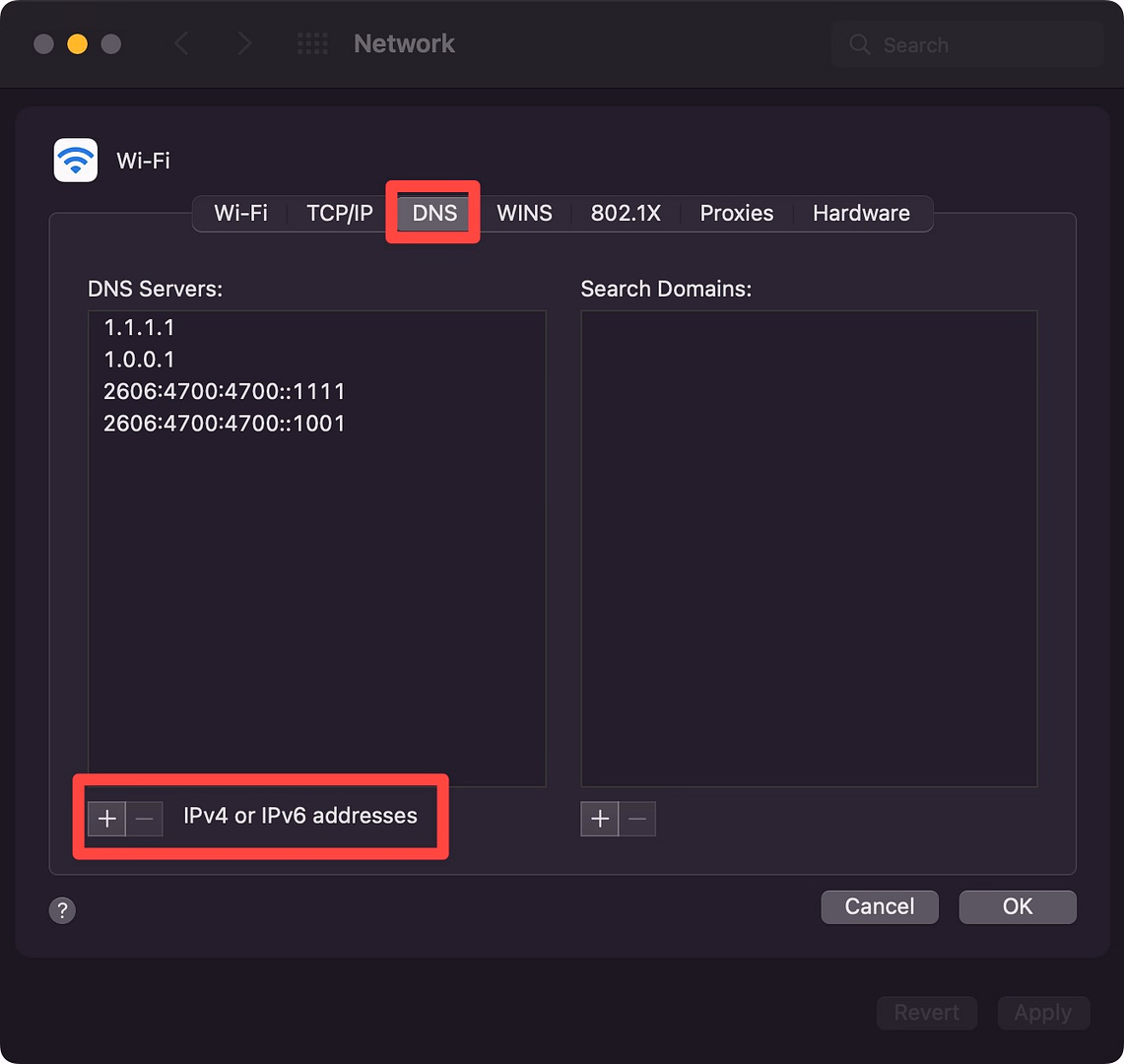 How to edit DNS on macos for DNS_PROBE_FINISHED_NXDOMAIN fix