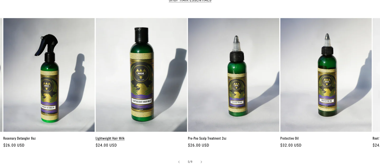 Marché Rue Dix uses a carousel to display products in one row.