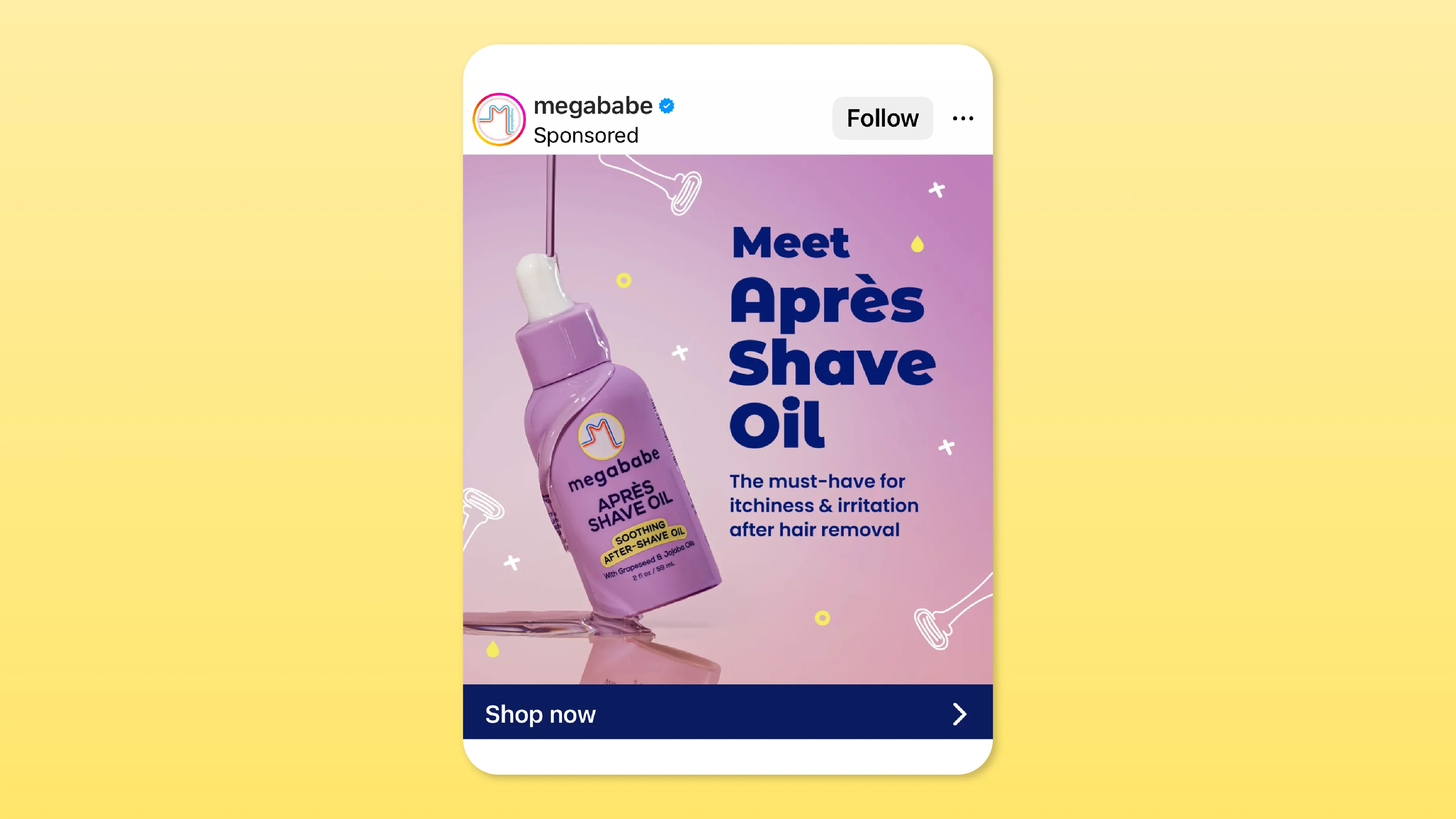 A digital ad for shave oil from Megababe