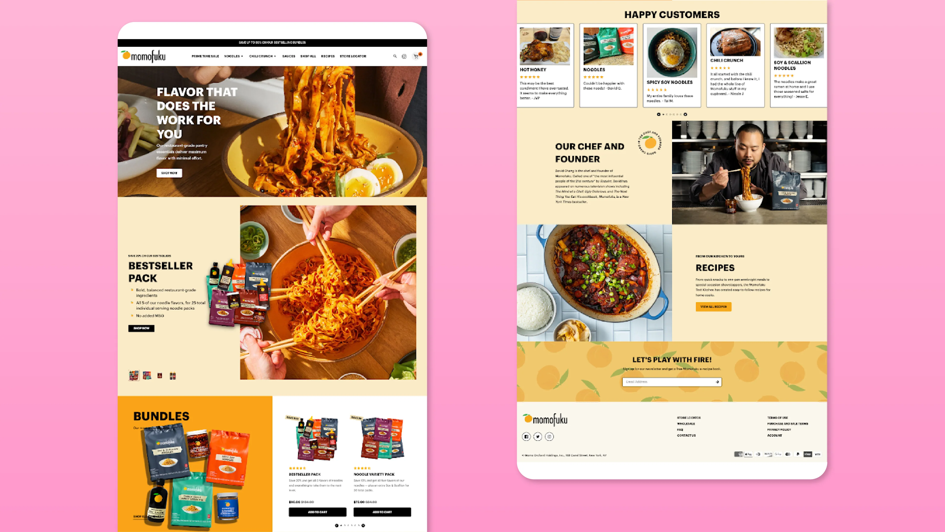 A screenshot of Momofuku’s homepage.