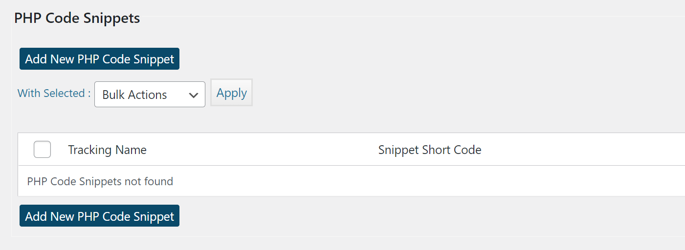 Adding a new PHP code snippet