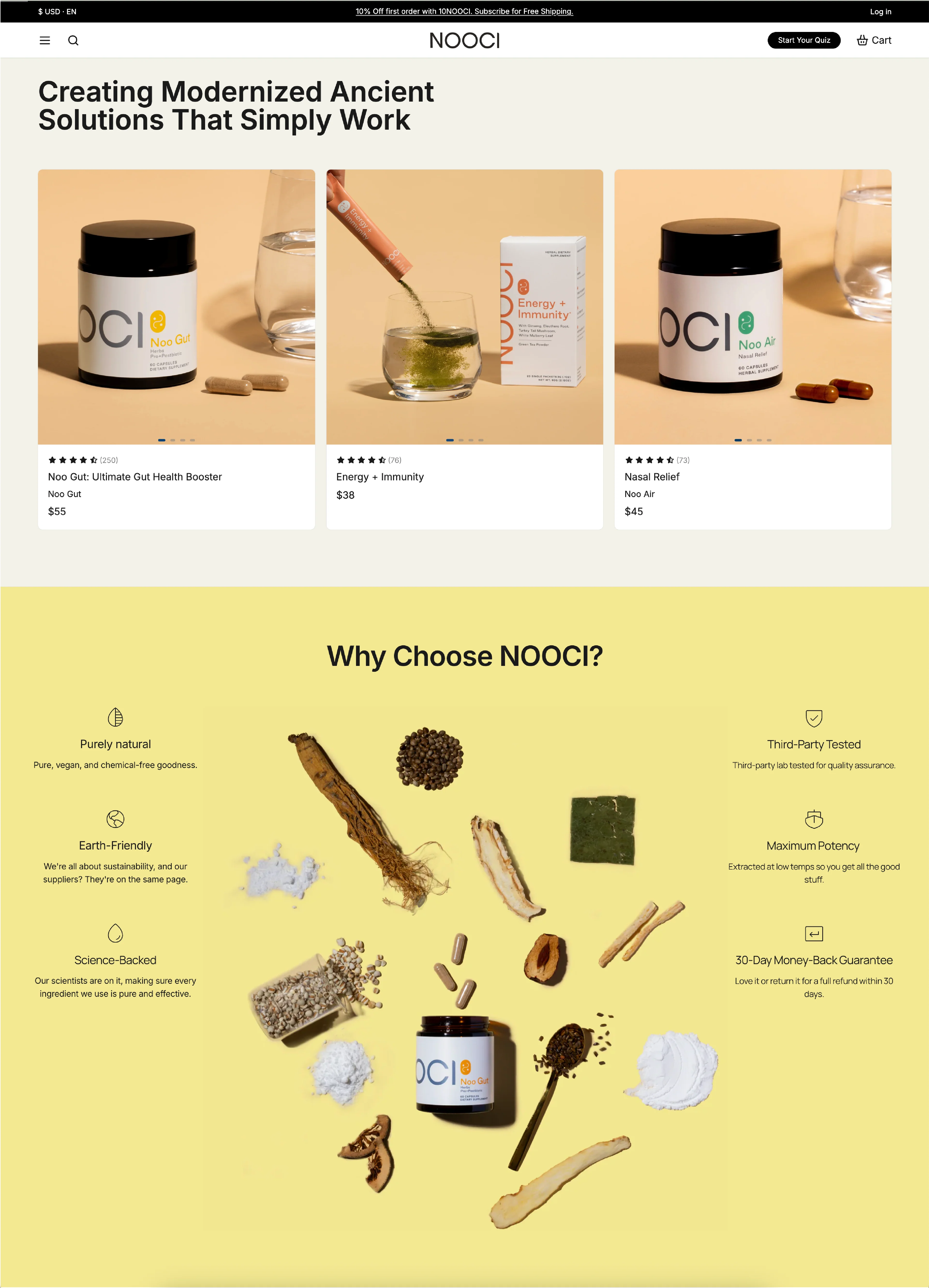 NOOCI’s flat design website.