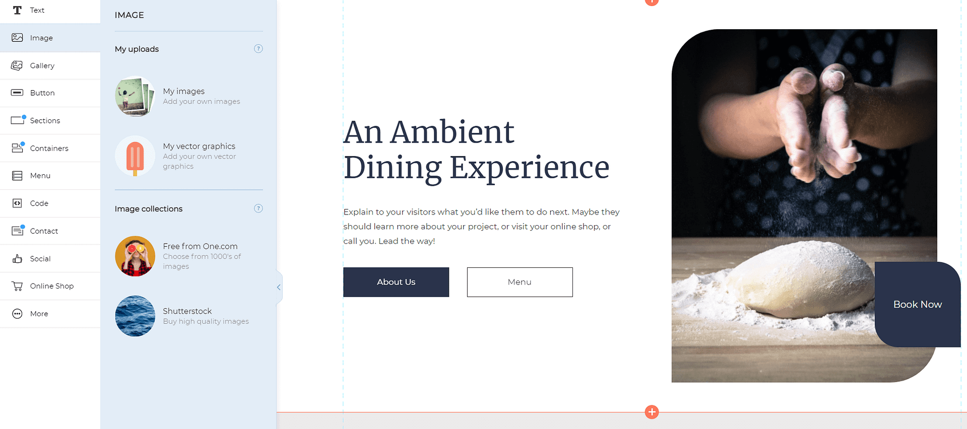 Using the One.com builder