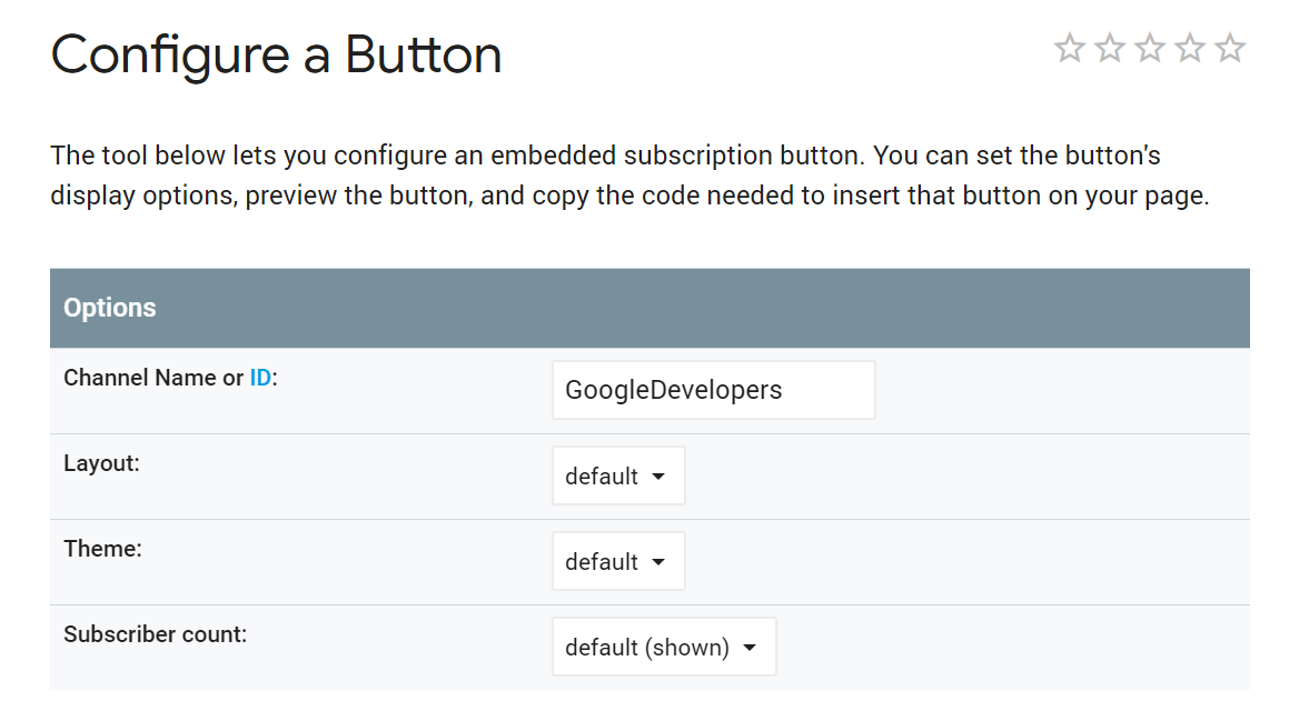 embed YouTube subscribe button