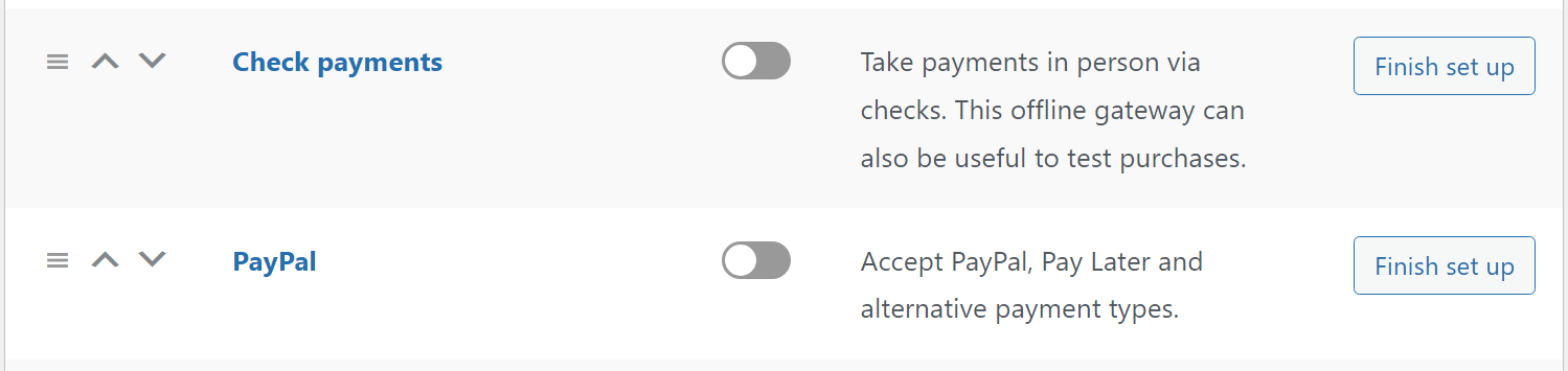 PayPal configuration in WooCommerce.