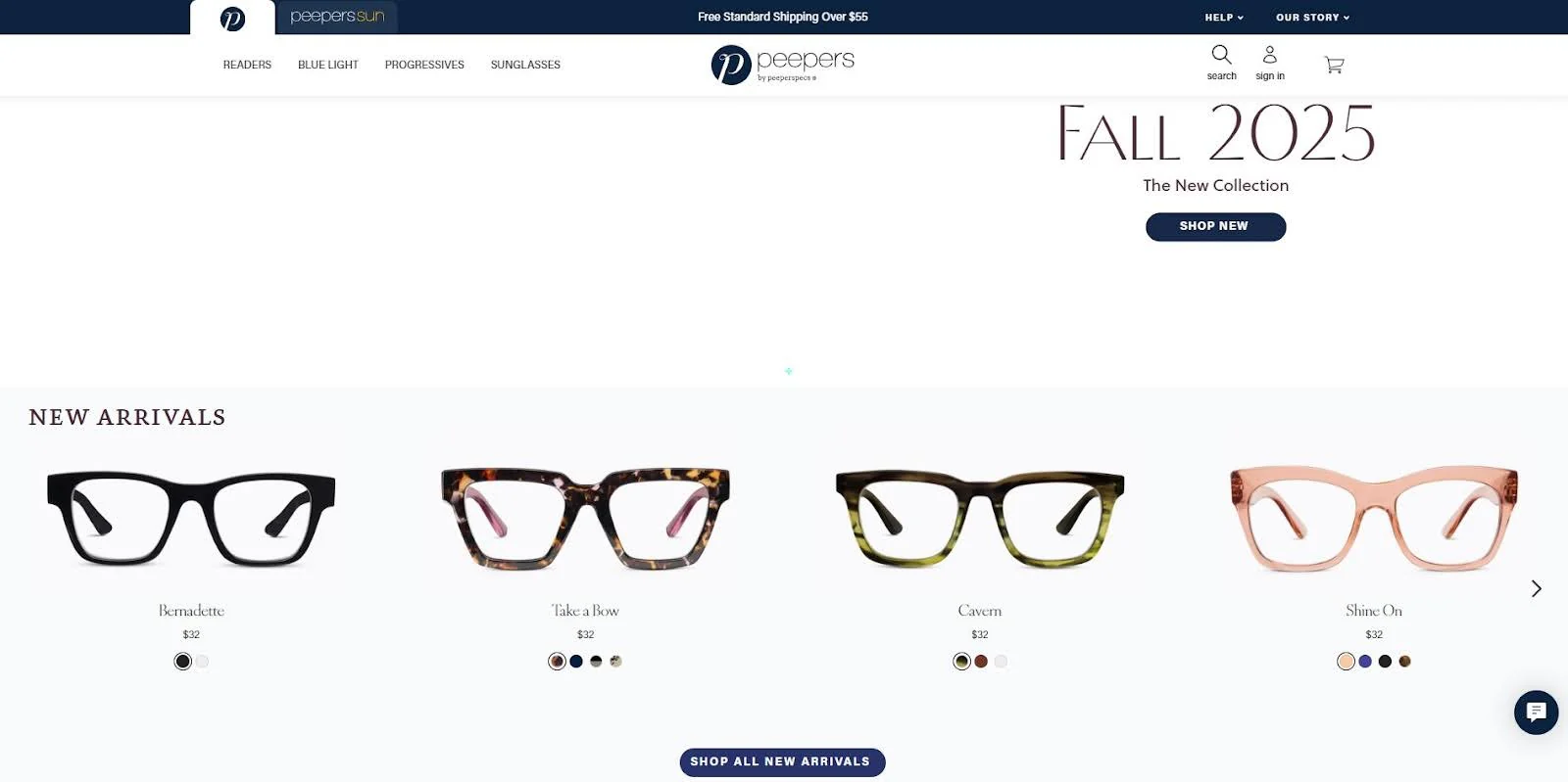 Screenshot of Peepers landing page.
