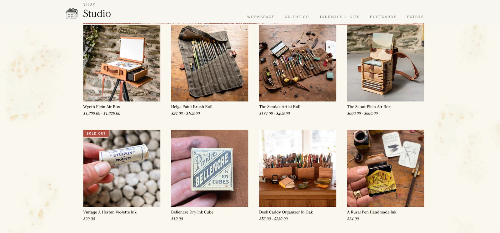 Handmade stationery offerings from Peg and Awl.