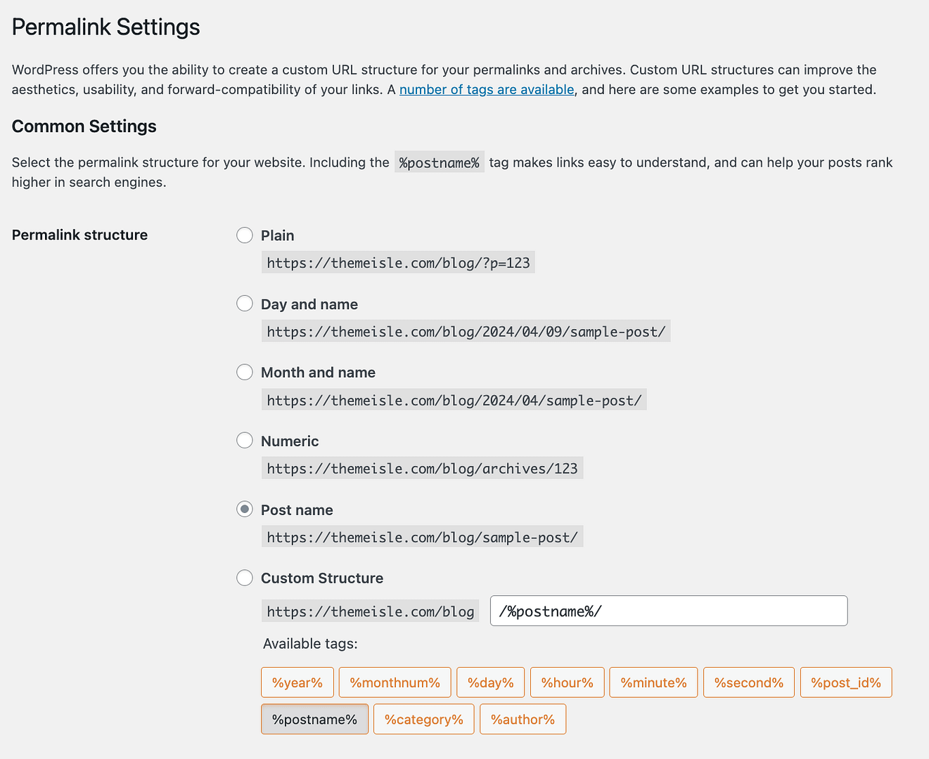 WordPress permalinks