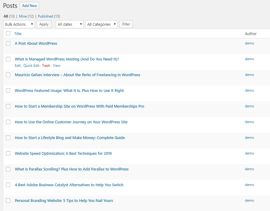 Example of autoblogging import on WordPress site