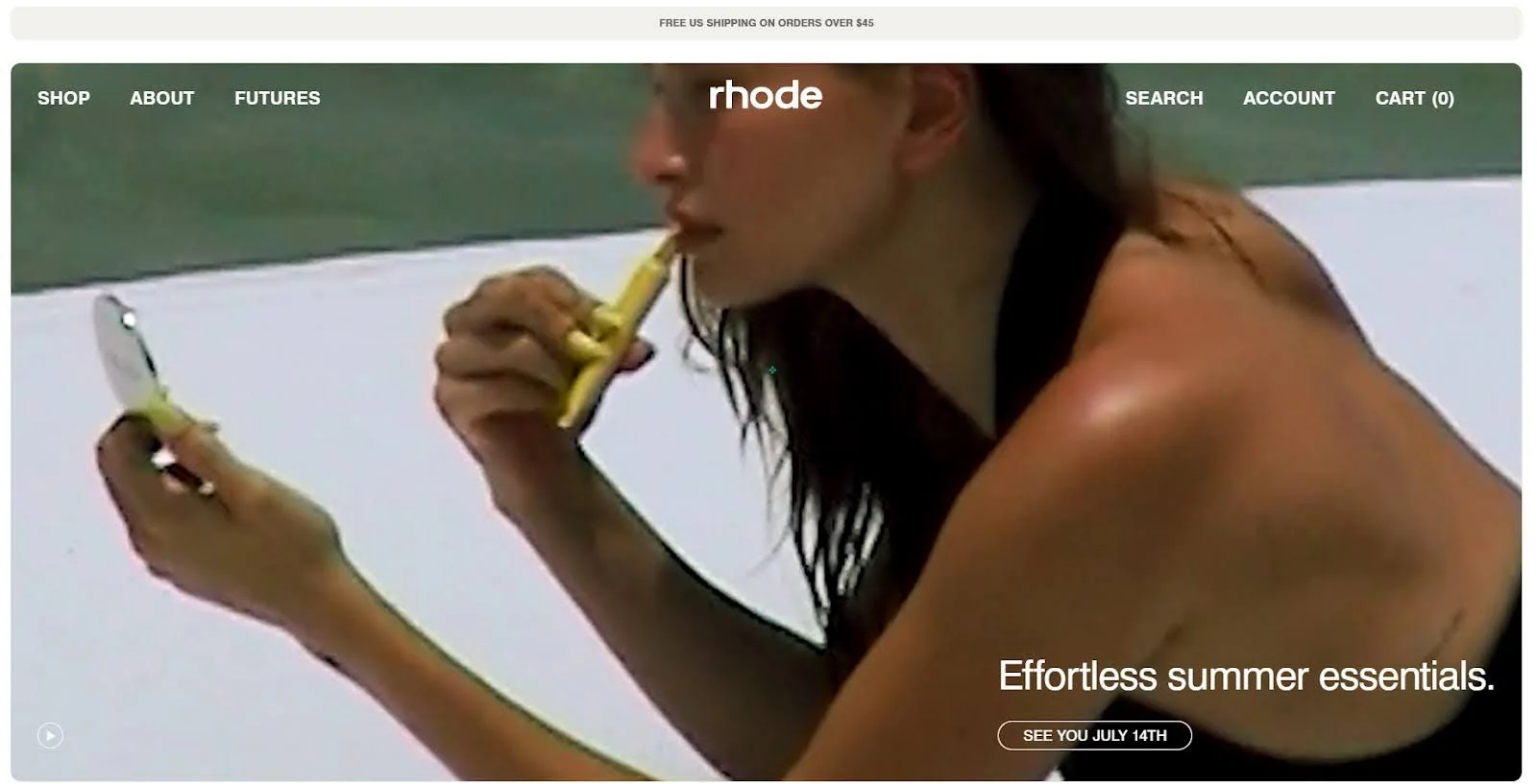 Screenshot of video on Rhode Skin landing page.