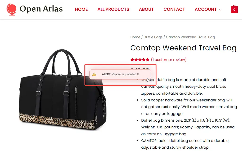 Right click disabled on WordPress