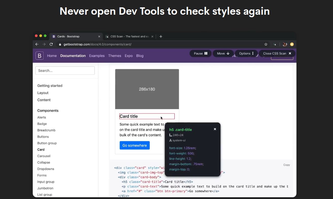 A screenshot of the browser extension Hover.
