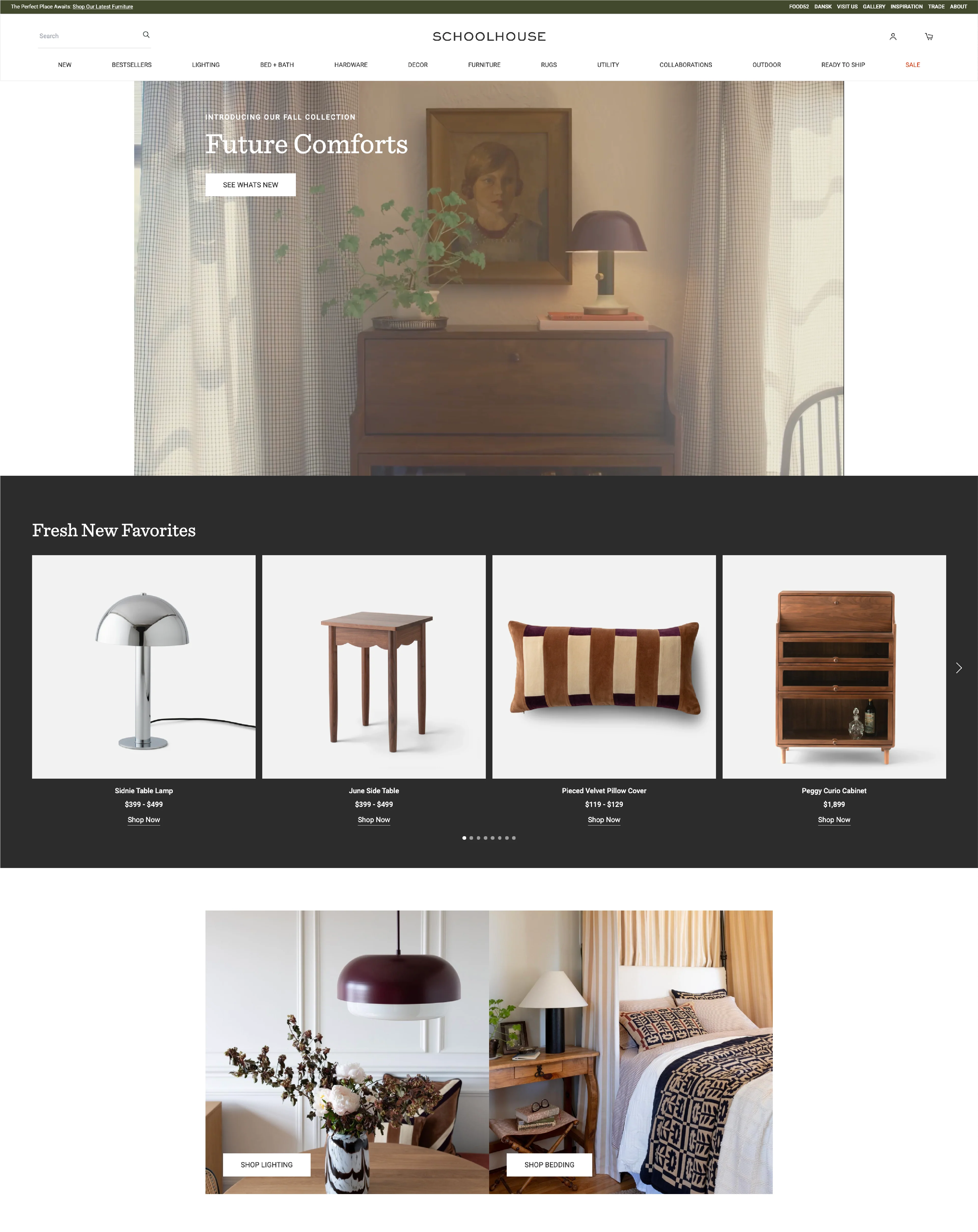 Schoolhouse’s flat design incorporates high-contrast bands of black against a white background.