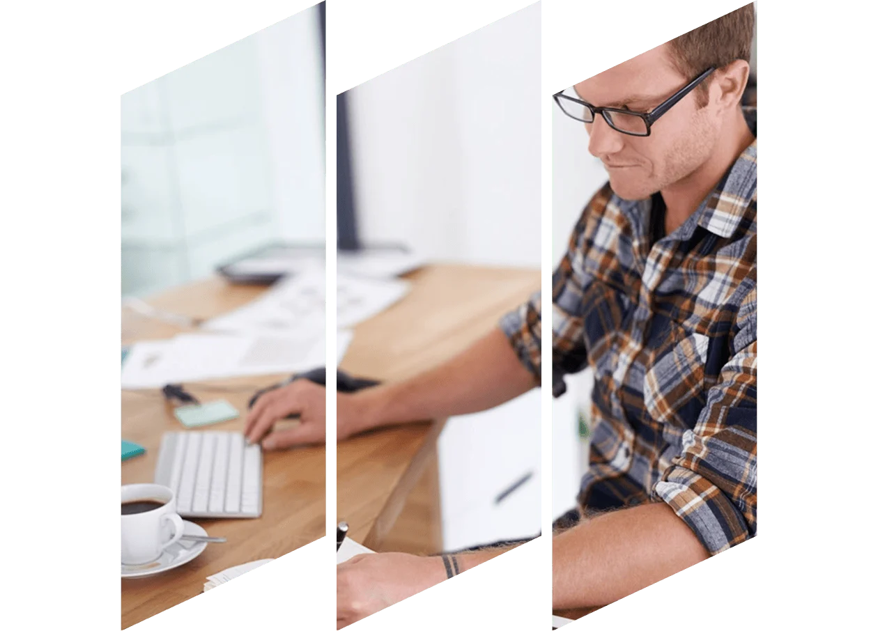 Young man at the office using a computer