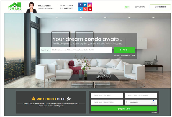 Sample website design specifically for condos from iNCOM.