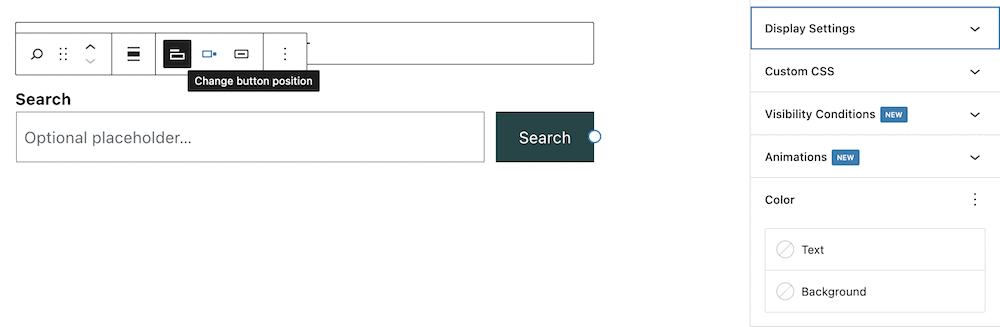 The Otter Blocks search section, with additional customization options in the sidebar.