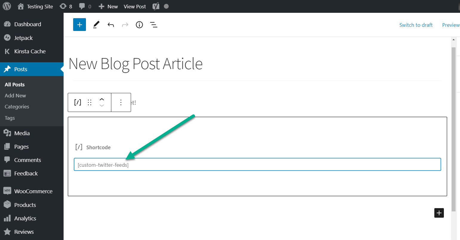 shortcode to embed tweets