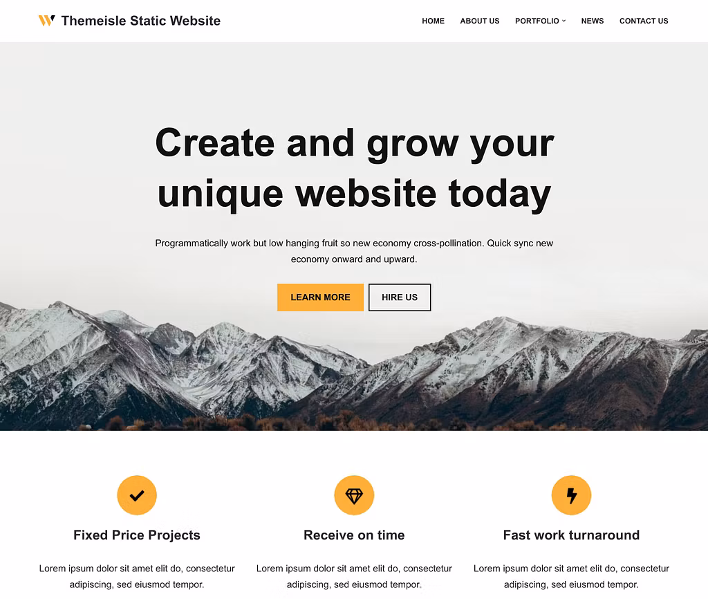 Finished WordPress website