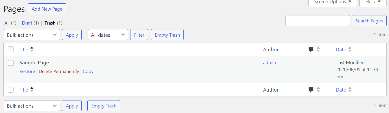 Admin console trash.