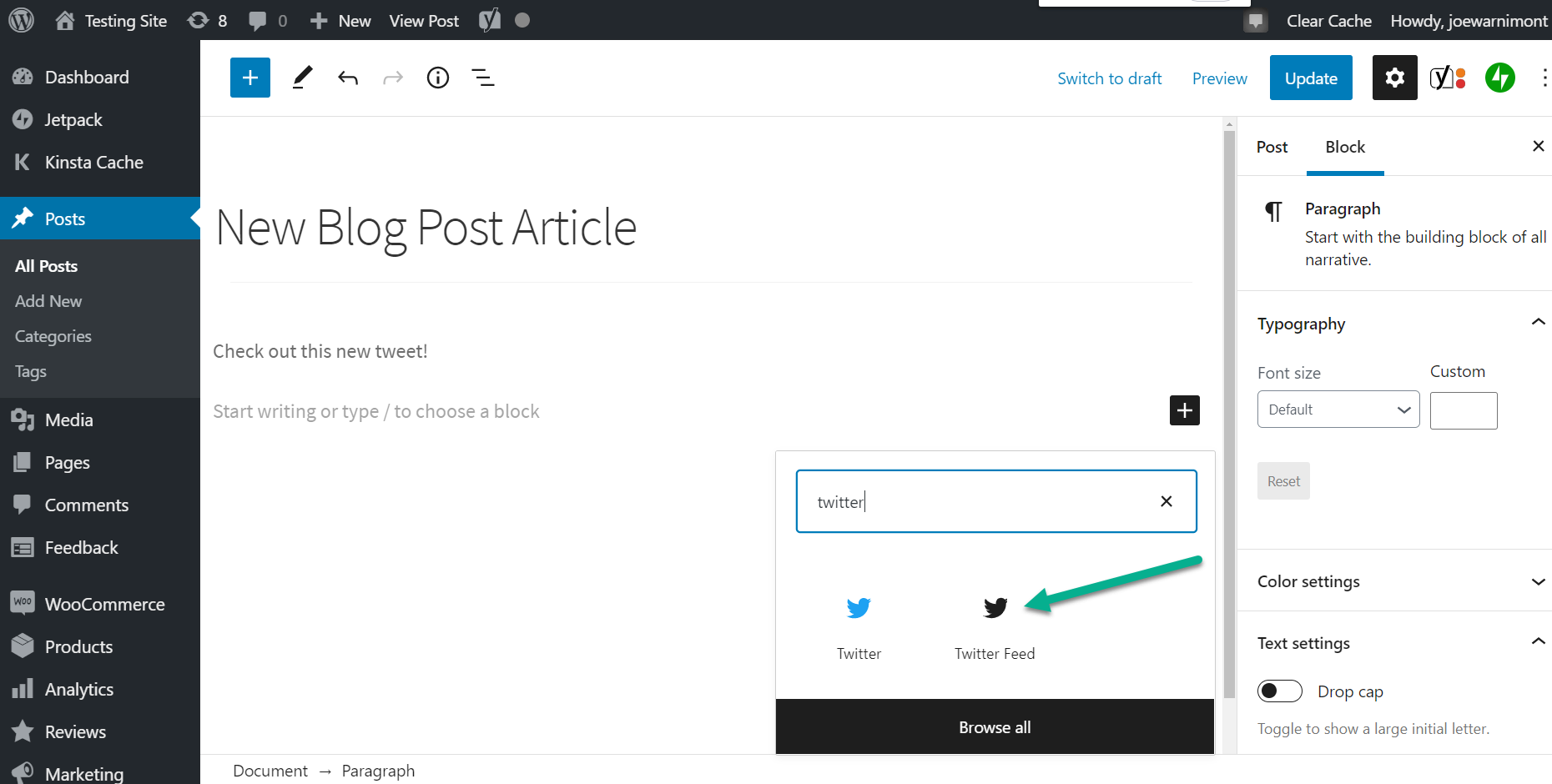 Twitter feed module to embed tweets