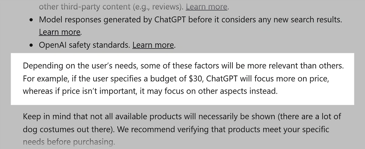 Excerpt from OpenAI documentation