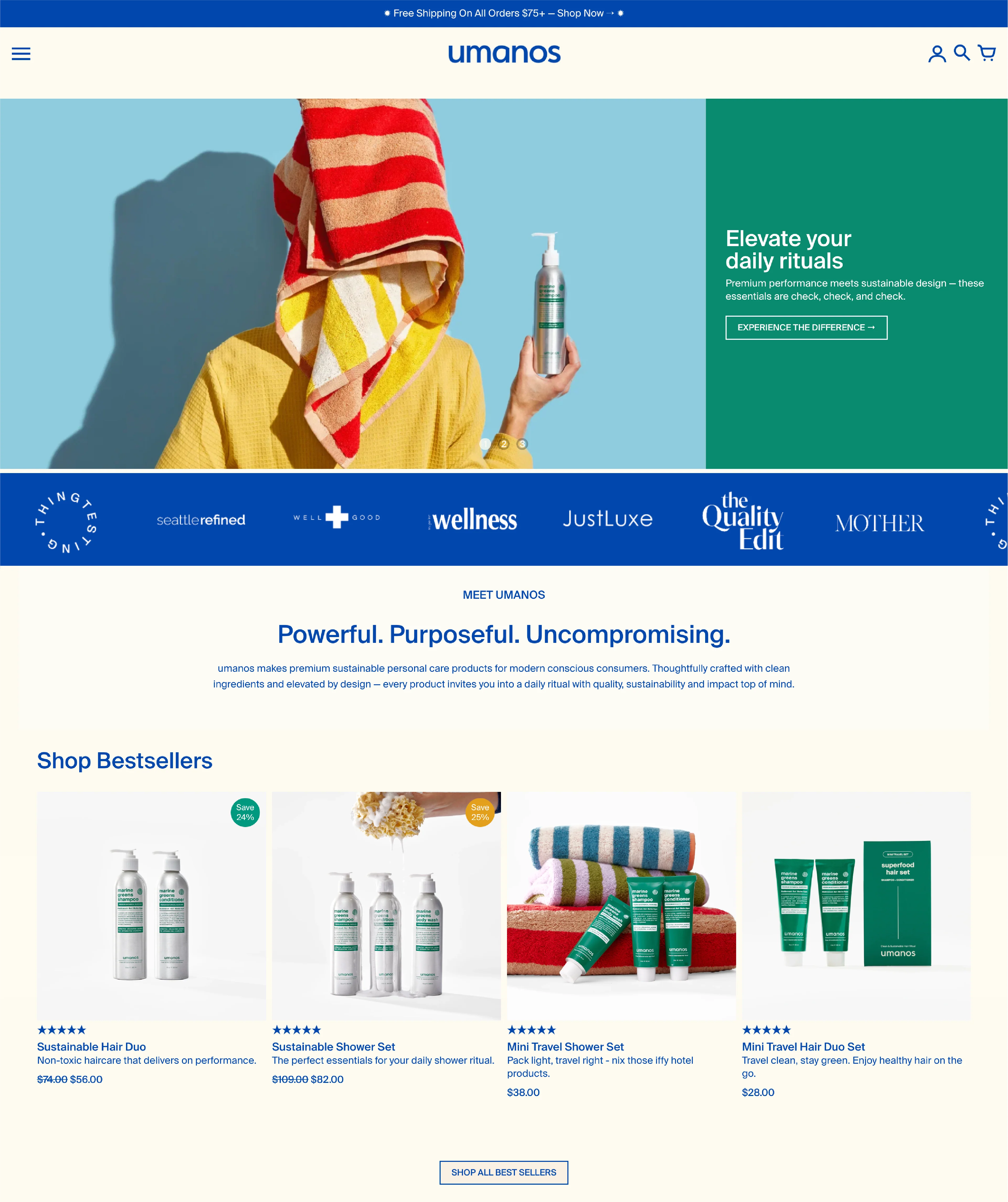 Umanos’ flat design website.