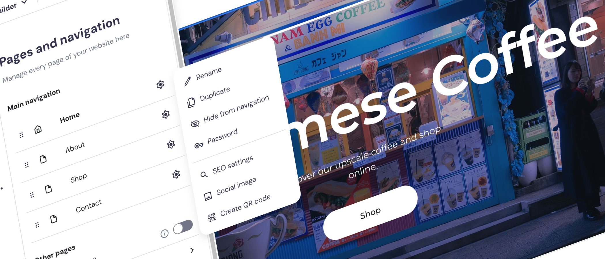Screenshot from the Hostinger website builder