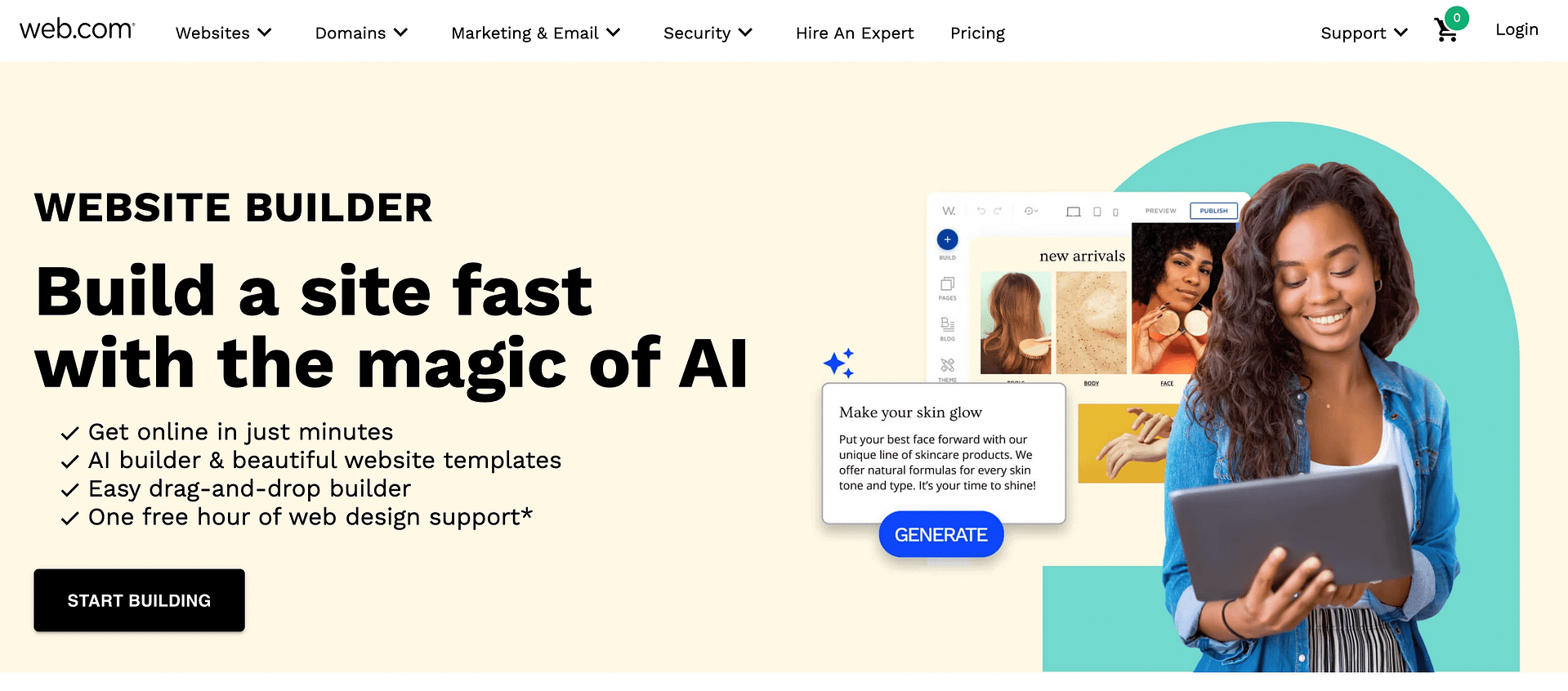 Web.com's website builder