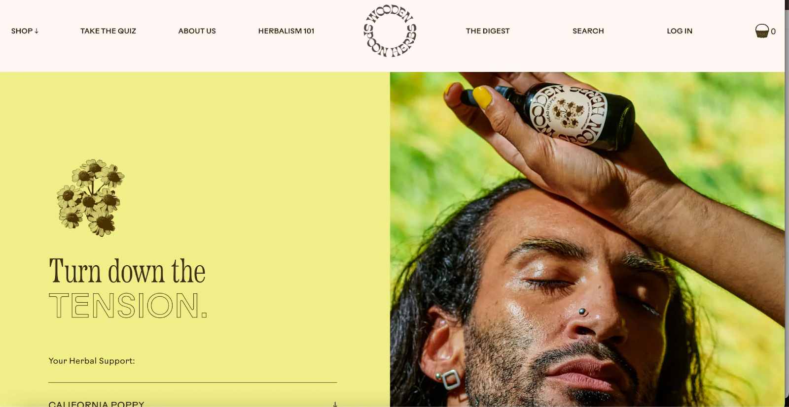 Model holding Wooden Spoon Herbs’ Head Helper product.