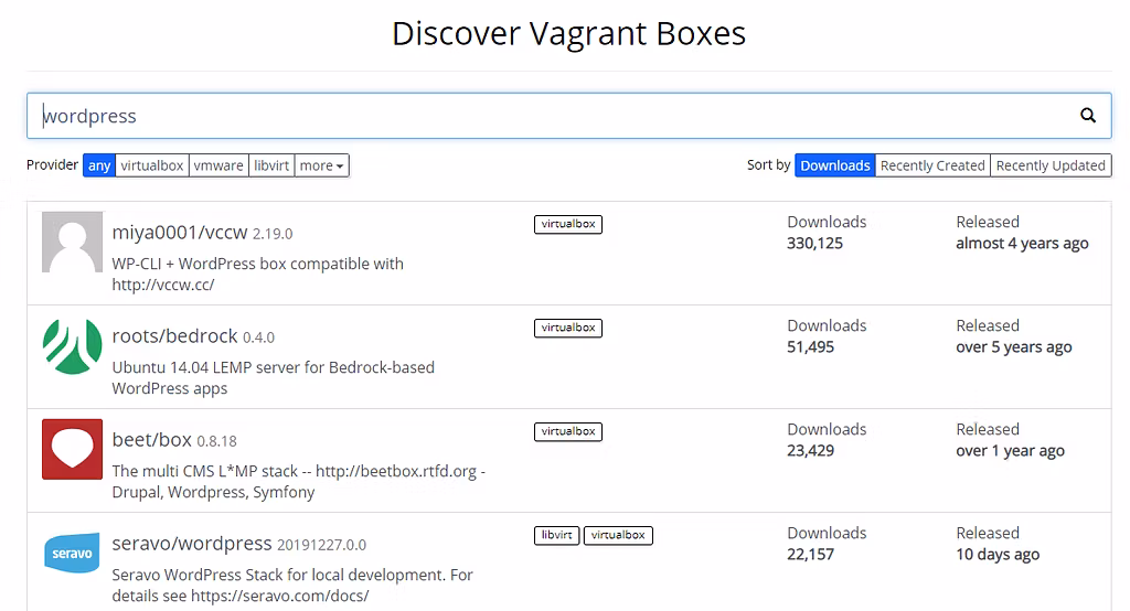 Some examples of Vagrant WordPress boxes.
