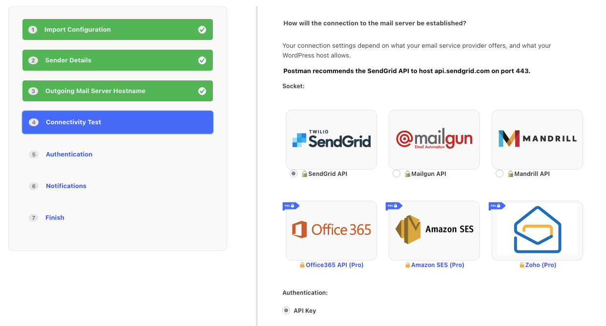 Post SMTP setup wizard - step two.