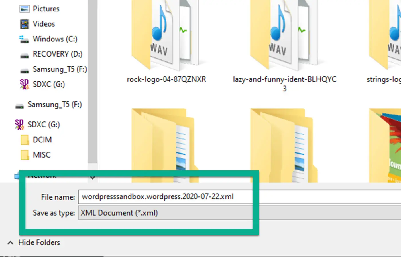 download file to export WordPress menu