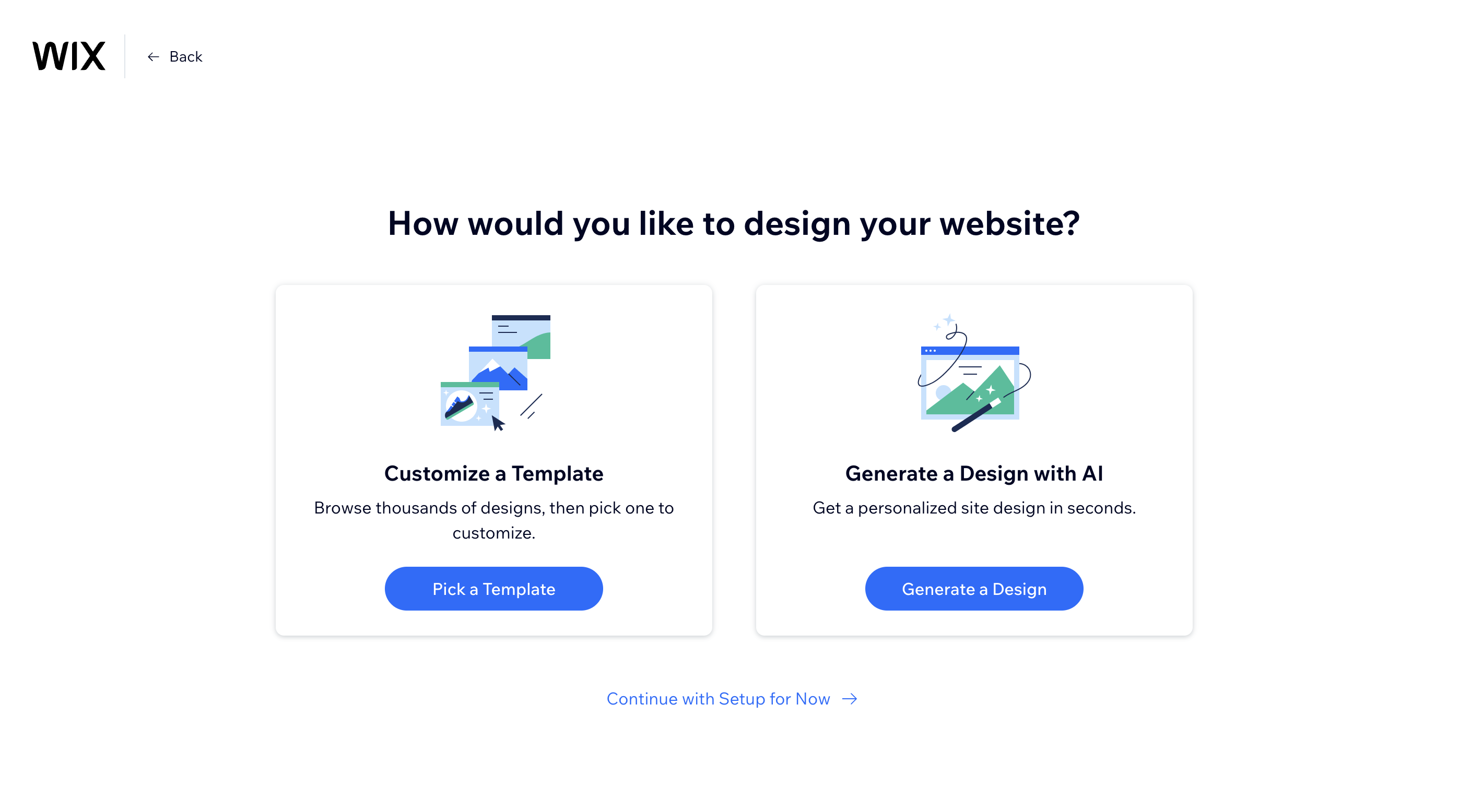 Screenshot of Wix setup process