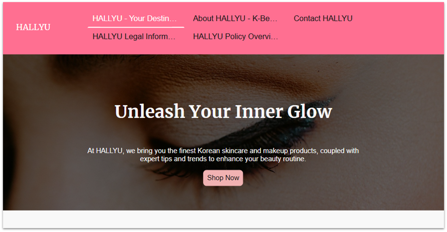 IONOS beauty website example homepage showing a header image and a tagline