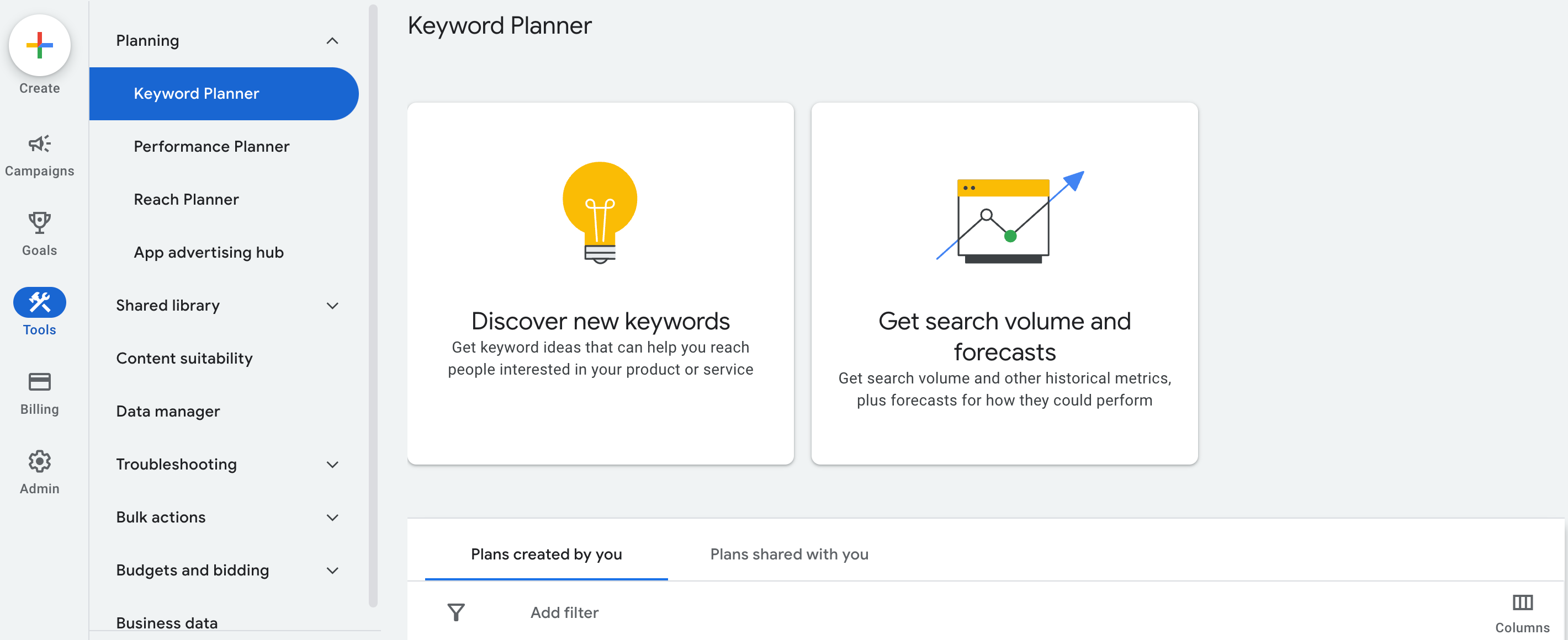 The Google Keyword Planner SEO tool