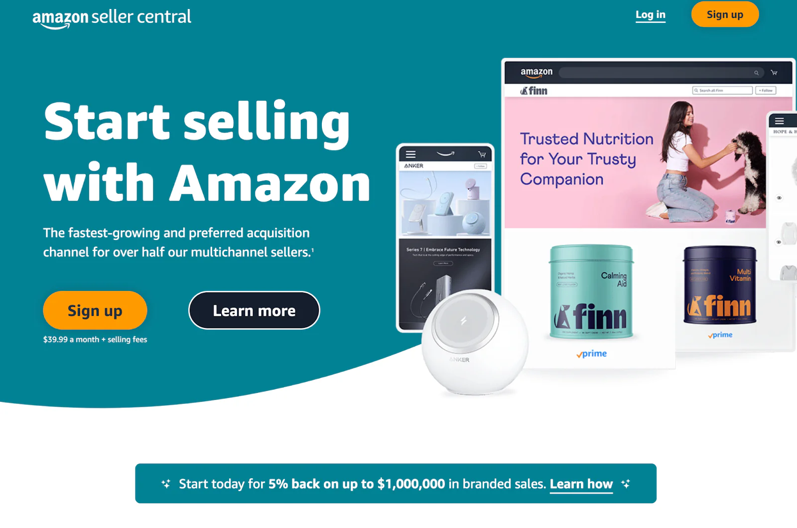 Screenshot of Amazon marketplace homepage