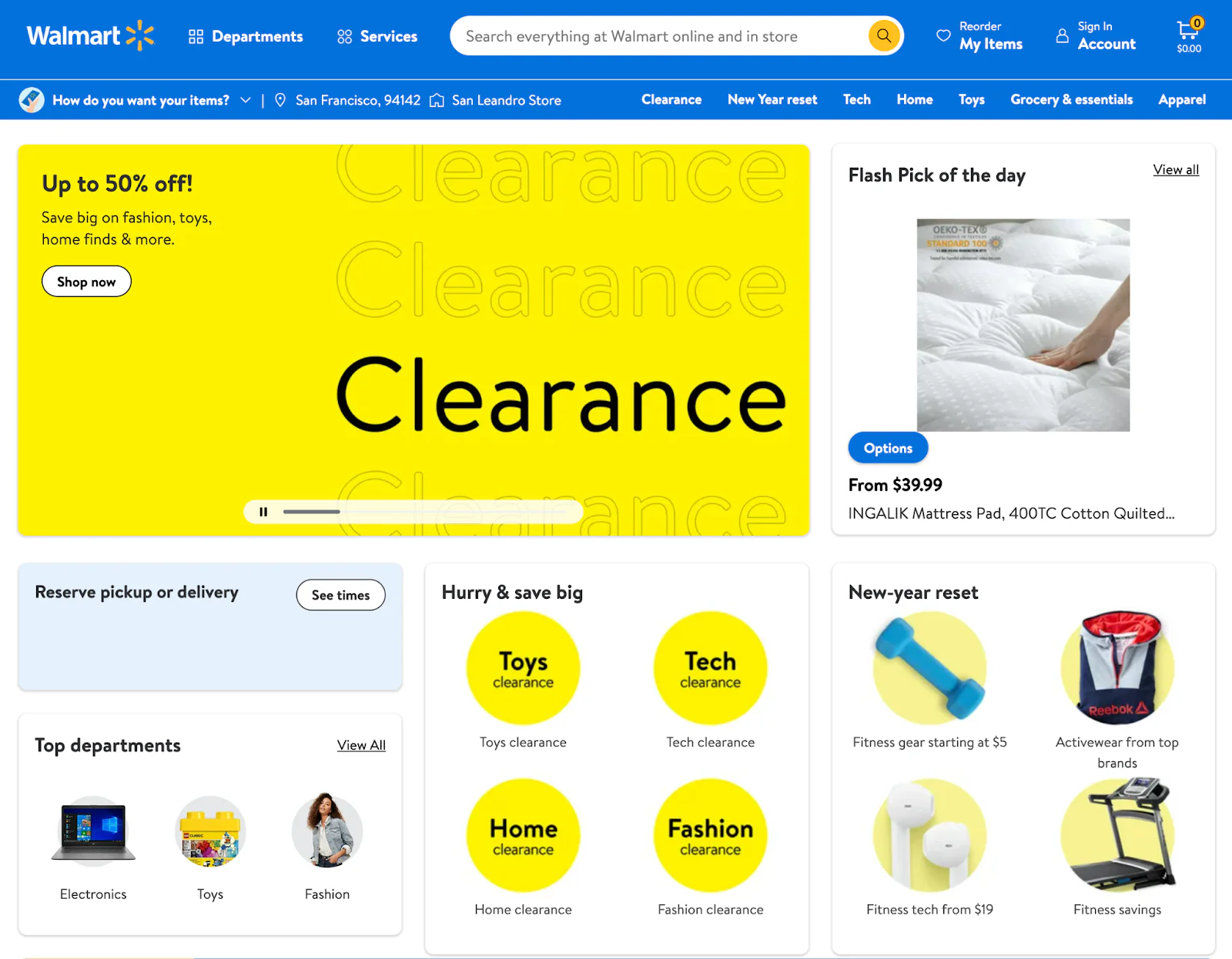 Screenshot of Walmart’s homepage
