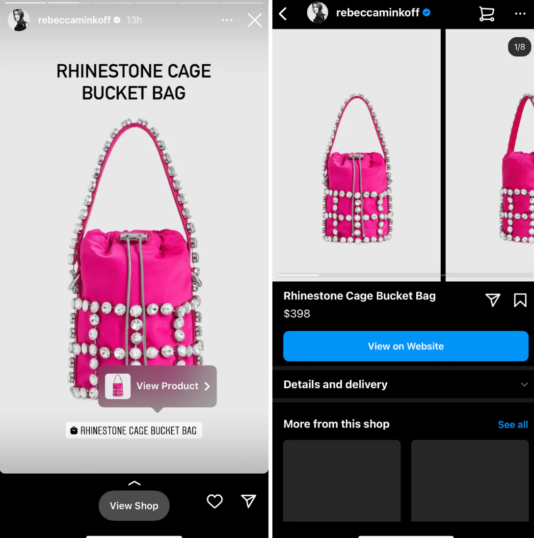 rebecca minkoff instagram shopping experience