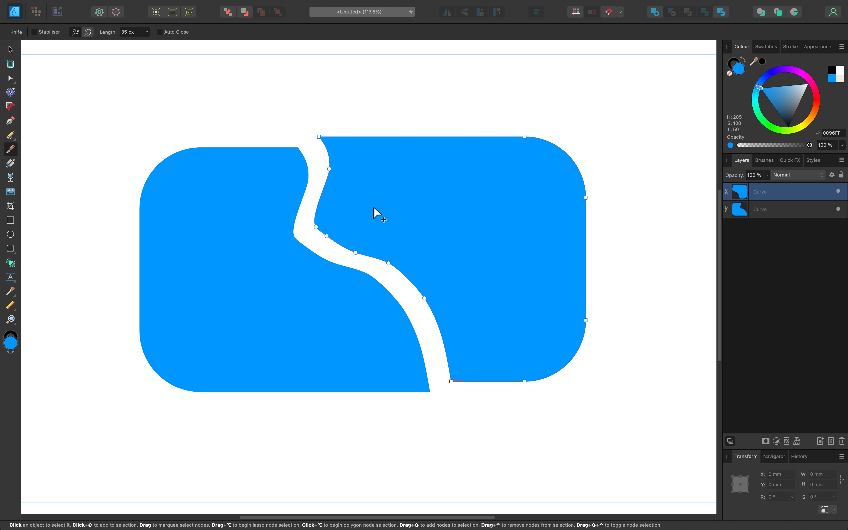 Screenshot of graphic design software Affinity Designer 2