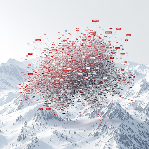 Press release distribution network visualisation for the SEO ROI Calculator by seoroirechner.ch