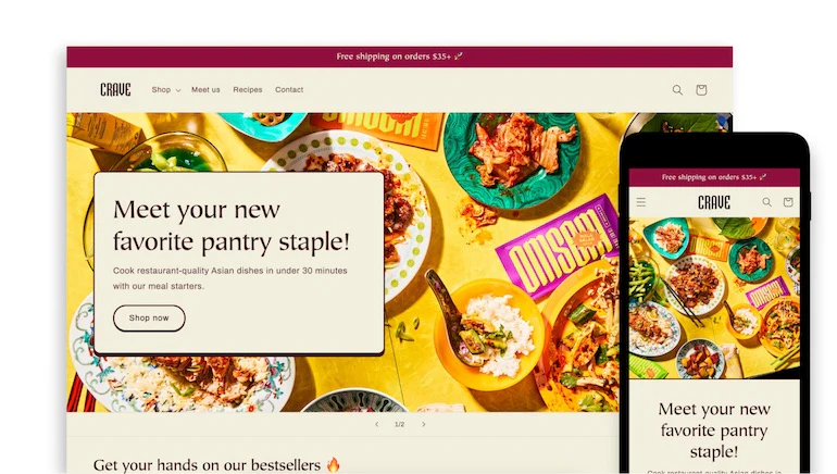 A screenshot of the Crave theme's page layout