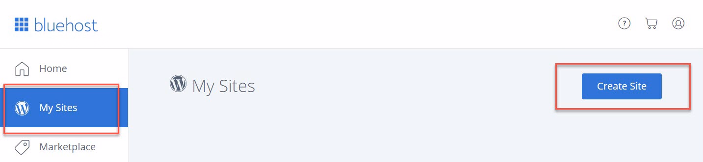 Bluehost module for creating a site