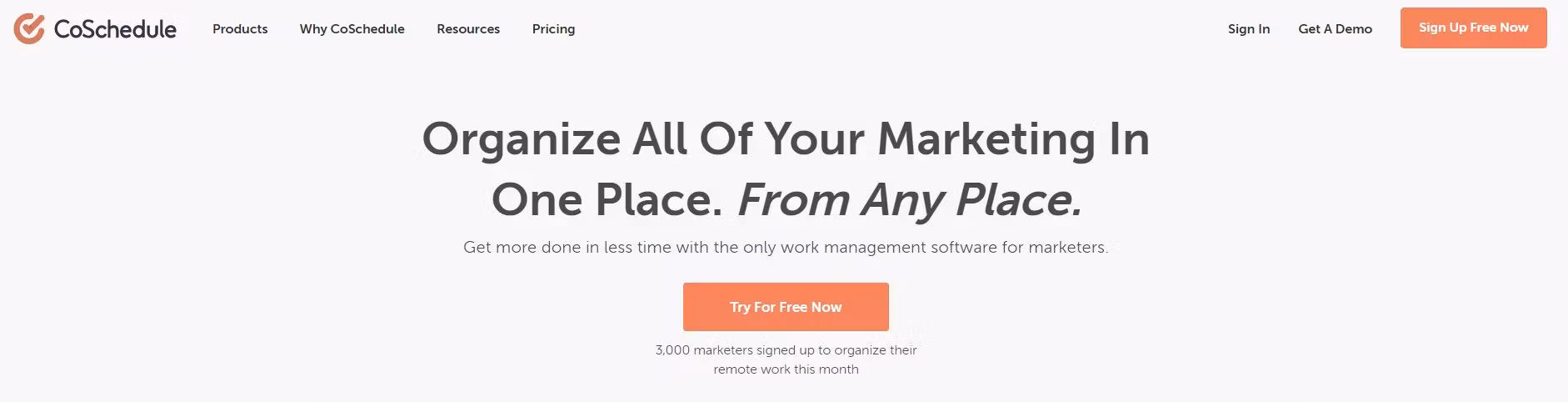 The CoSchedule homepage.