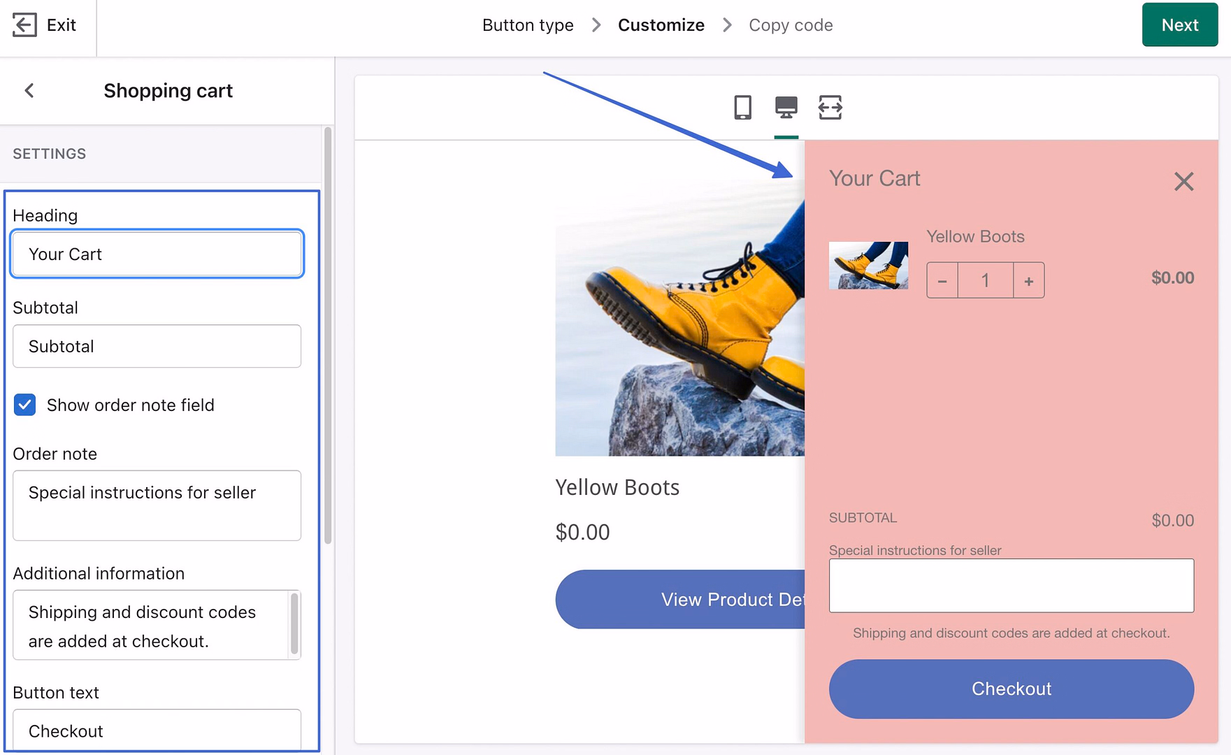 editing the cart colors 
