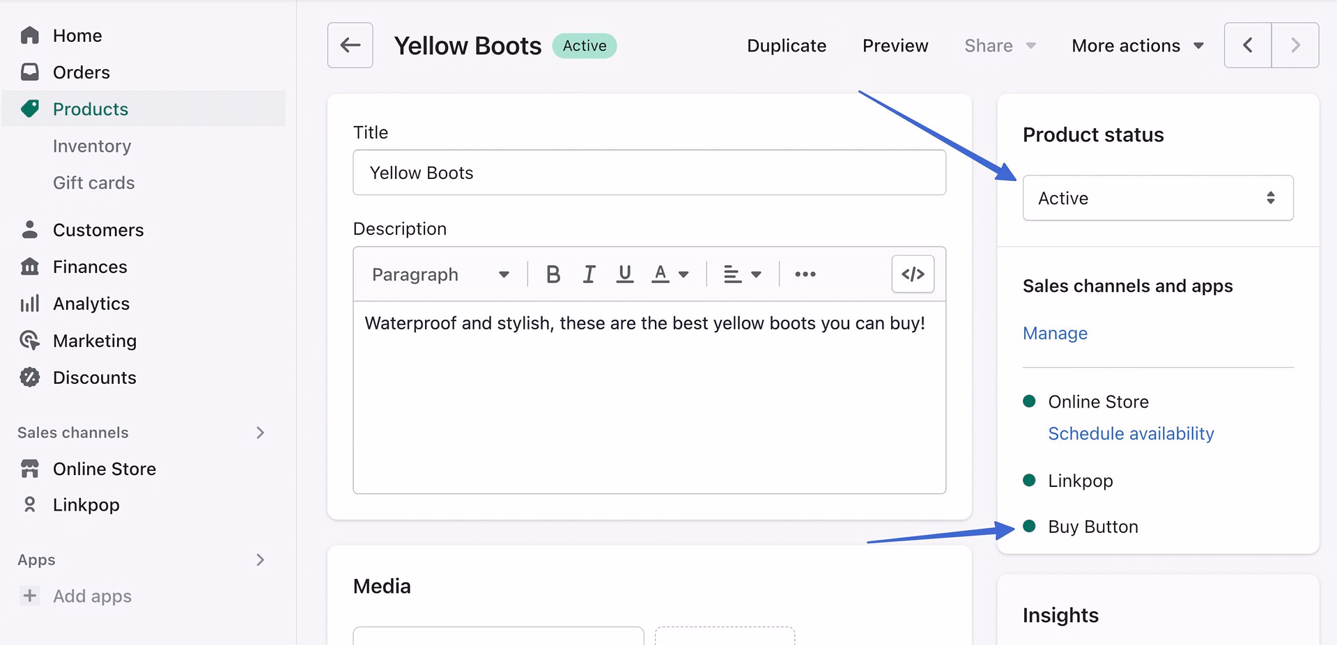 active product status 