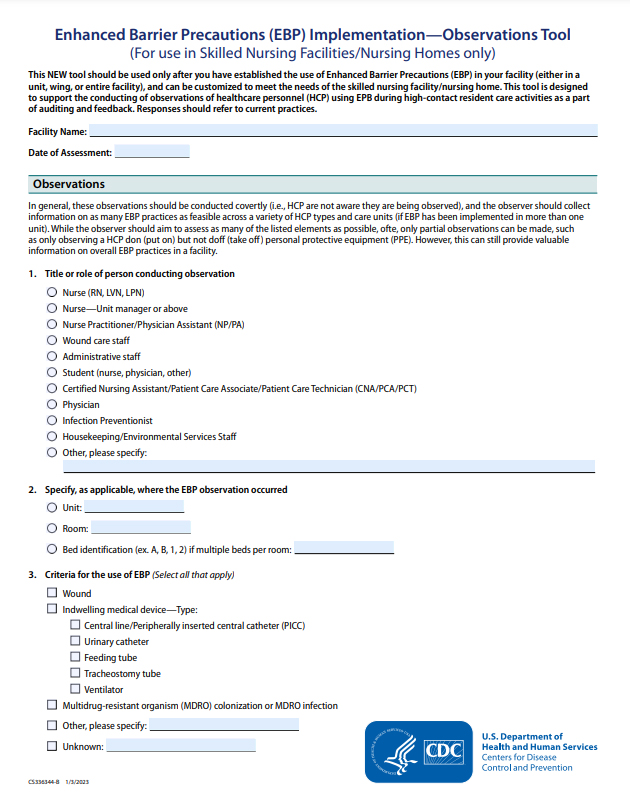 Enhanced Barrier Precautions Observations Tool Thumb Image